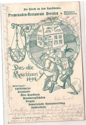 59406 Ak Der Hirsch an dem Rauchhause Promenaden Restaurant Dresden 1902