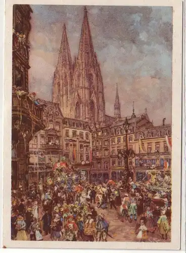 59398 Ganzsachen Ak Köln Karneval 1939 mit passendem Sonderstempel