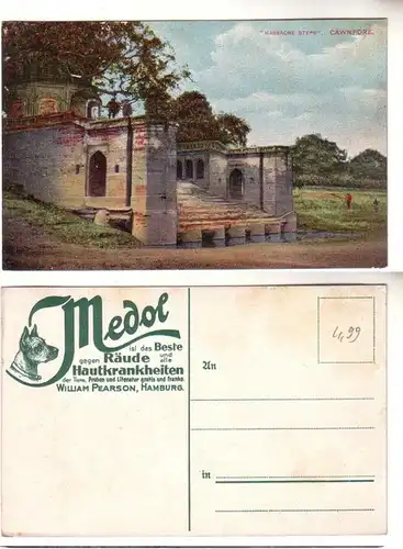 59389 Medol Reklame Ak Cawnpore Kanpur Indien Massacre Steps um 1910