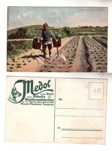 59388 Medol publicité Ak Chine Market Gardener paysan chinois vers 1910