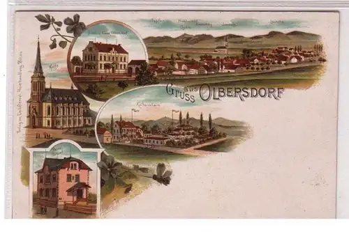 59352 Ak Lithographie Gruß aus Olbersdorf Postamt usw. um 1900