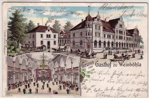 59349 Ak Lithographie Salutation de l'auberge à Weinboehla 1904