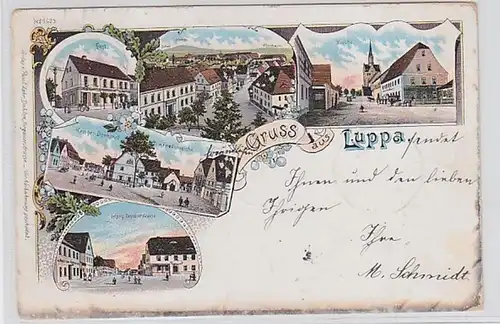 59344 Ak Lithographie Gruß aus Luppa Post, Schule usw. 1903