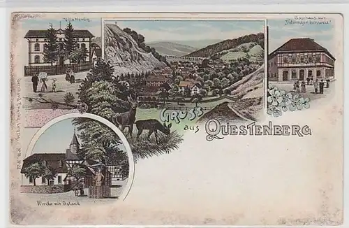 59341 Ak Lithographie Gruss de Questenberg vers 1900