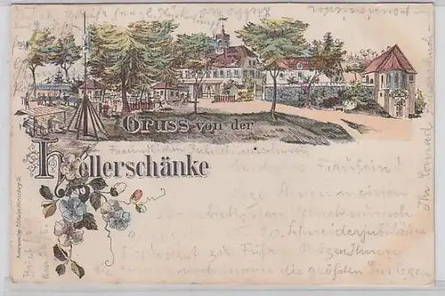 59332 Ak Lithographie Gruß von der Hellerschänke 1899