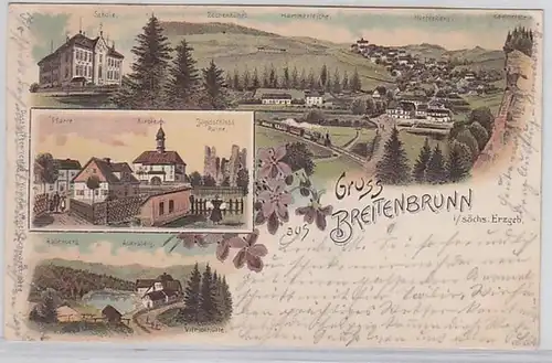 59308 Ak Lithographie Gruß aus Breitenbrunn im sächs. Erzgeb. 1899