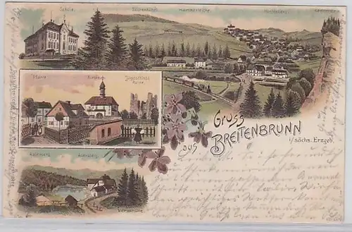 59308 Ak Lithographie Salutation en Breitenbrunn auss. Erzgeb. 1899