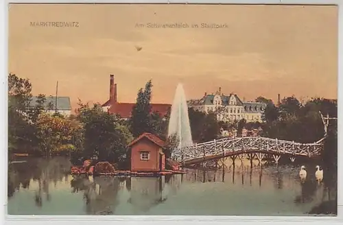 59297 Ak Marktredwitz am Schwanenteich im Stadtpark 1929