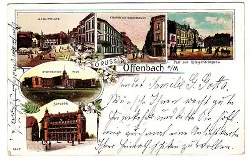 59276 Ak Lithographie Salutation d'Offenbach sur le Main 1906