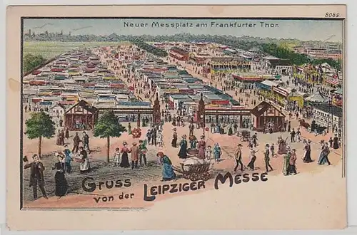 59255 Ak Lithographie Gruß von der Leipziger Messe um 1900