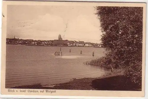 59250 Ak Blick von Insel Usedom auf Wolgast 1928