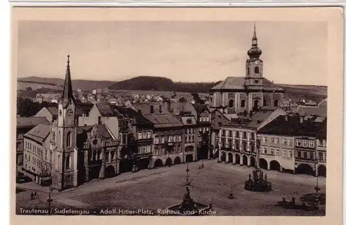 59245 Ak Trautenau Sudetengau Hôtel de ville et église 1944