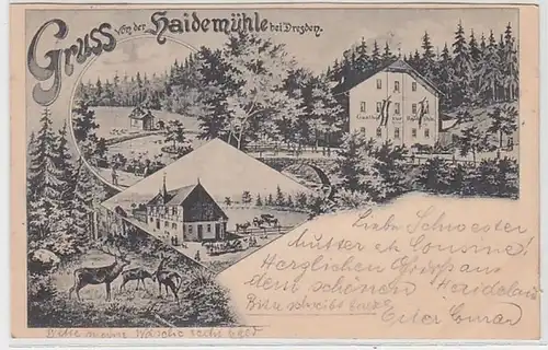 59207 Mehrbild Ak Gruß von der Haidemühle bei Dresden 1897