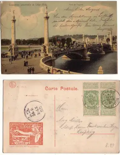 59202 Ak Exposition Universelle de Liege Belgique 1905 Pont de Fragnee