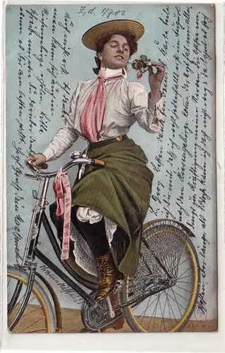 59193 Ak Jeune femme assis sur le vélo 1903