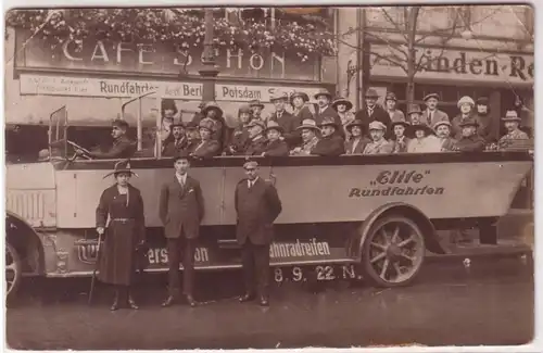 59161 Foto Ak Berlin "Elite" Autobus Rundfahrten um 1920