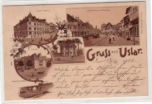 59101 Ak Lithographie Gruss aus Uslar 1902