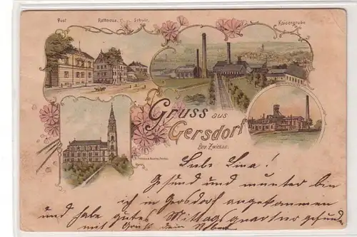 59102 Ak Lithographie Gruß aus Gersdorf Bezirk Zwickau 1896