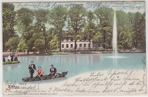 59098 Ak Zittau Weinaupark mit Ruderboot 1901