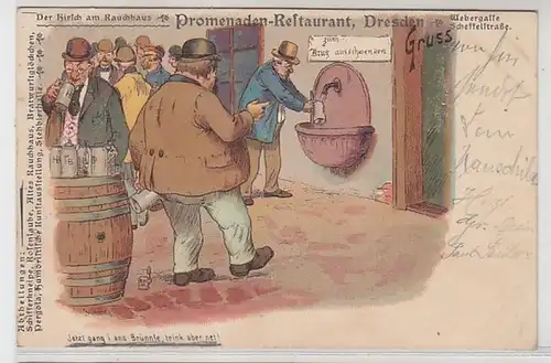 59094 Ak Gruß aus dem Promenaden Restaurant Dresden Webergasse 1901