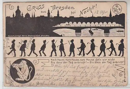 59083 Humor Ak Gruß aus Dresden bei Nacht 1902