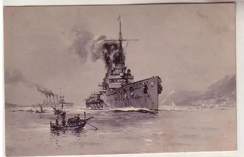 59064 Artiste Ak S.M. Schanzkreuzer Göben et Wroclaw devant Messine vers 1915