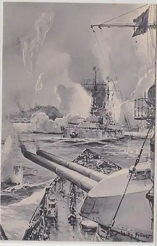 59062 Ak Tir de Scarborouoh par les navires de guerre allemands vers 1915