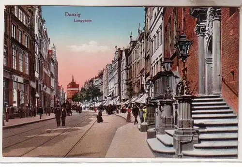 59035 Ak Danzig Langgasse mit Geschäften um 1910