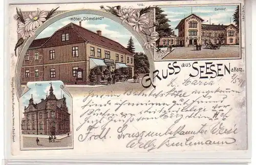 59003 Ak Lithographie Gruss aus Seesen am Harz 1898