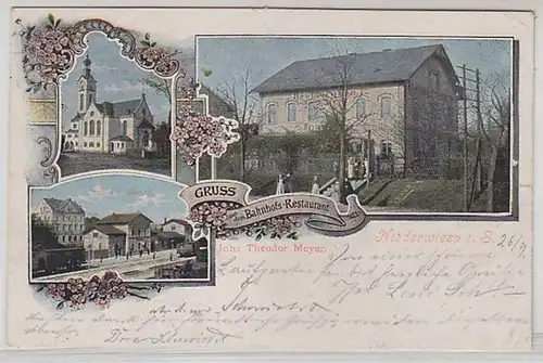 58998 Mehrbild Ak Gruß aus dem Bahnhofs Restaurant Niederwiesa 1905