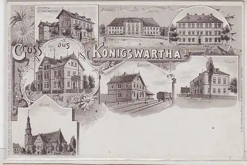58995 Mehrbild Ak Gruß aus Königswartha Bahnhof usw. um 1900