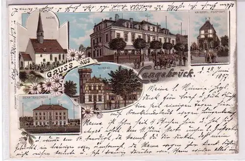 58987 Ak Lithographie Gruß aus Langebrück Hotel zur Post usw. 1897