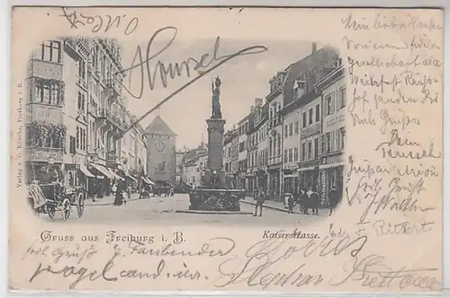 58976 Ak Salutation de Fribourg im Breisgau Kaiserstrasse 1901