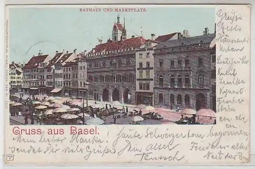 58973 Ak Gruss de Bâle Hôtel de ville et place du marché 1901