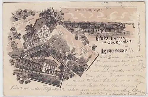 58970 Ak Lithographie Gruß vom Truppenübungsplatz bei Lamsdorf Oberschlesien1902