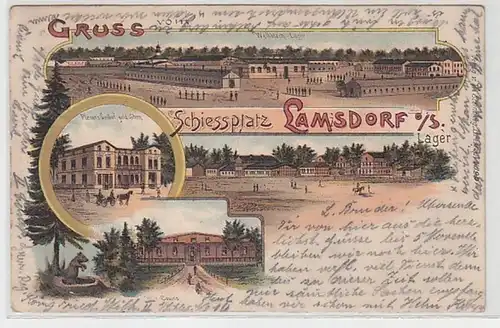 58969 Ak Lithographie Gruß vom Schiessplatz Lamsdorf Oberschlesien 1901