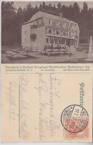 58930 Ak Masserberg Kurhotel und Pension Berghaus Waldfrieden 1917