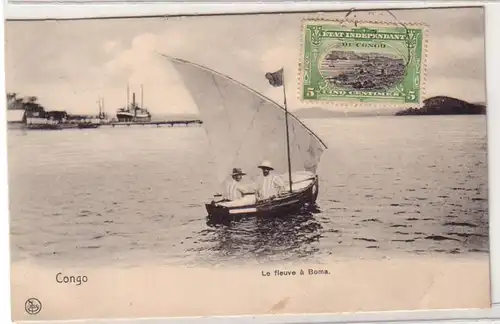 58886 Ak Congo le fleuve á Boma Segelboot um 1905