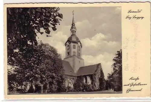 58856 Ak Brandis Bezirk Leipzig Kirche mit Gefallenem Ehrenmal 1941