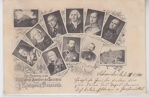 58850 Ak 200 jährige Jubelfeier des Bestehens des Königreich Preussens 1901
