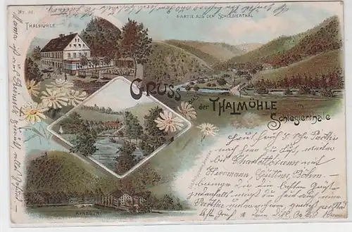 58841 Ak Lithographie Gruß aus der Thalmühle Schlesierthale 1899