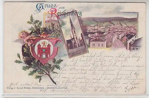 58837 Ak Lithographie Gruß aus Reichenberg in Böhmen 1899