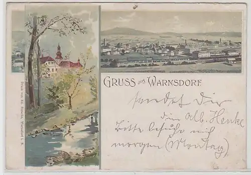 58836 Ak Lithographie Salutation de Warnsdorf en Bohême 1899