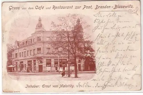 58828 Ak Gruß aus dem Café und restaurant zur Post Dresden Blasewitz 1898