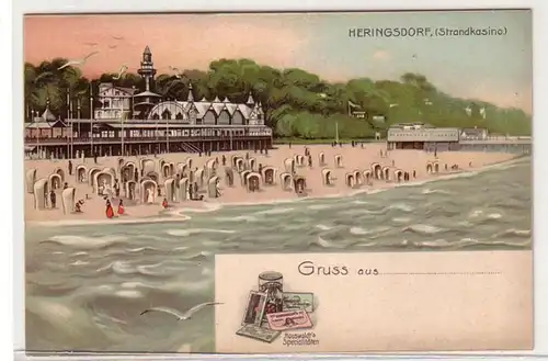 58781 Reklame Ak Gruß aus Heringsdorf Strandkasino um 1900