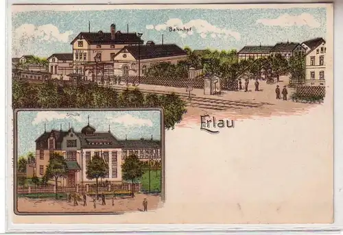 58770 Mehrbild Ak Erlau Bahnhof und Schule 1915