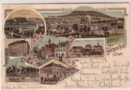 58769 Ak Lithographie Gruß aus Bärenstein im Erzgebirge 1900