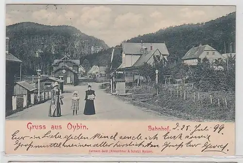 58737 Ak Gruß aus Oybin Bahnhof 1899