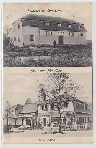 58705 Ak Gruß aus Neueibau Turnhalle des Turnvereins, neue Schule 1907