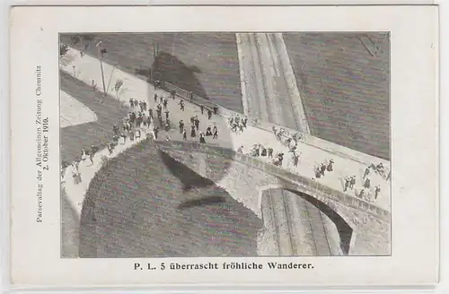 58702 Ak Chemnitz Parseval Luftschiff 5 überrascht Wanderer am 2. Oktober 1910